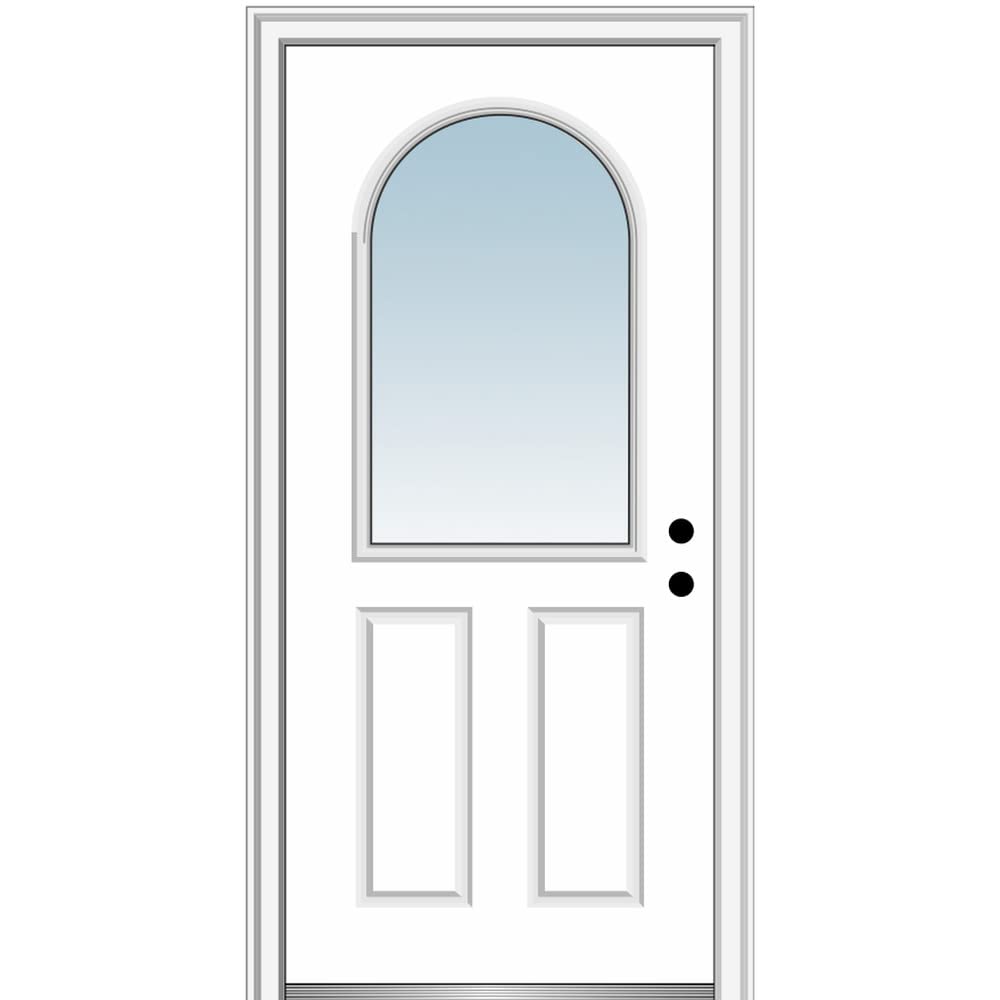 Primed Steel 1/2 Lite Clear Glass Left-Hand Inswing Prehung Front Door 36" x 80" W2657