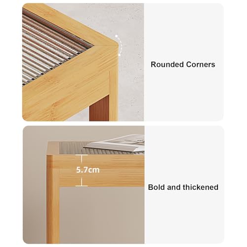 Nesting Glass End Table Set of 2 Bamboo O5611