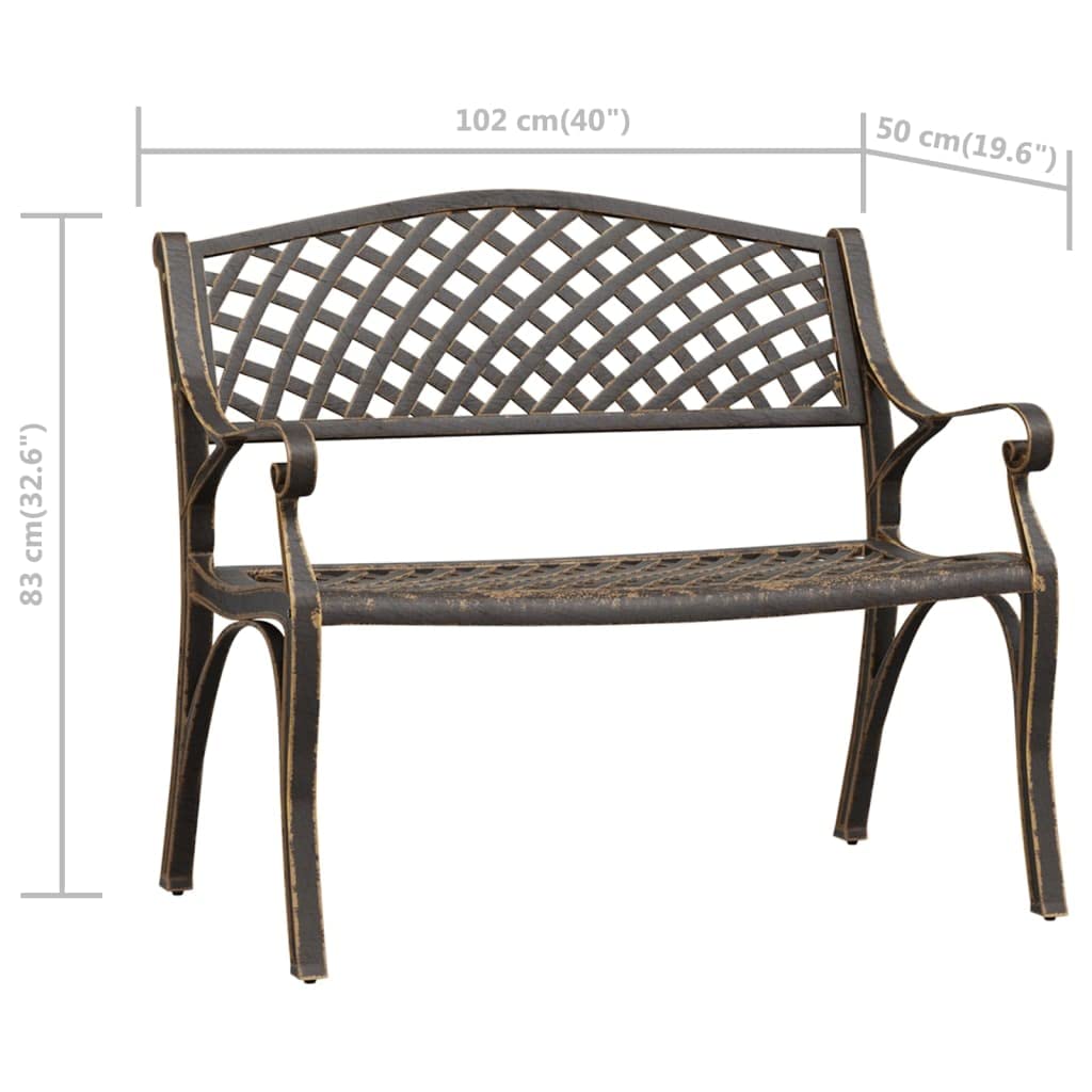 Bronze Cast Iron Garden Bench with Floral Design 40.2 Inch N75730