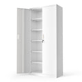White Metal Storage Cabinet with 2 Doors and 5 Adjustable Shelves M2629