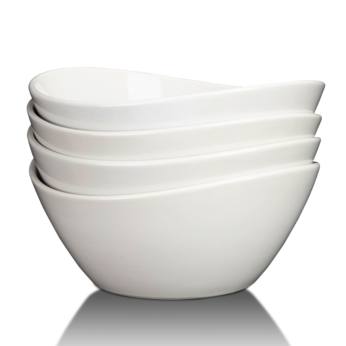 8 in White Ceramic Soup and Salad Bowls Set of 4 N5741