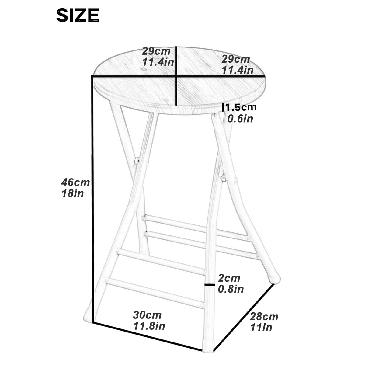 Black Round Folding Stool with Metal Frame U299841
