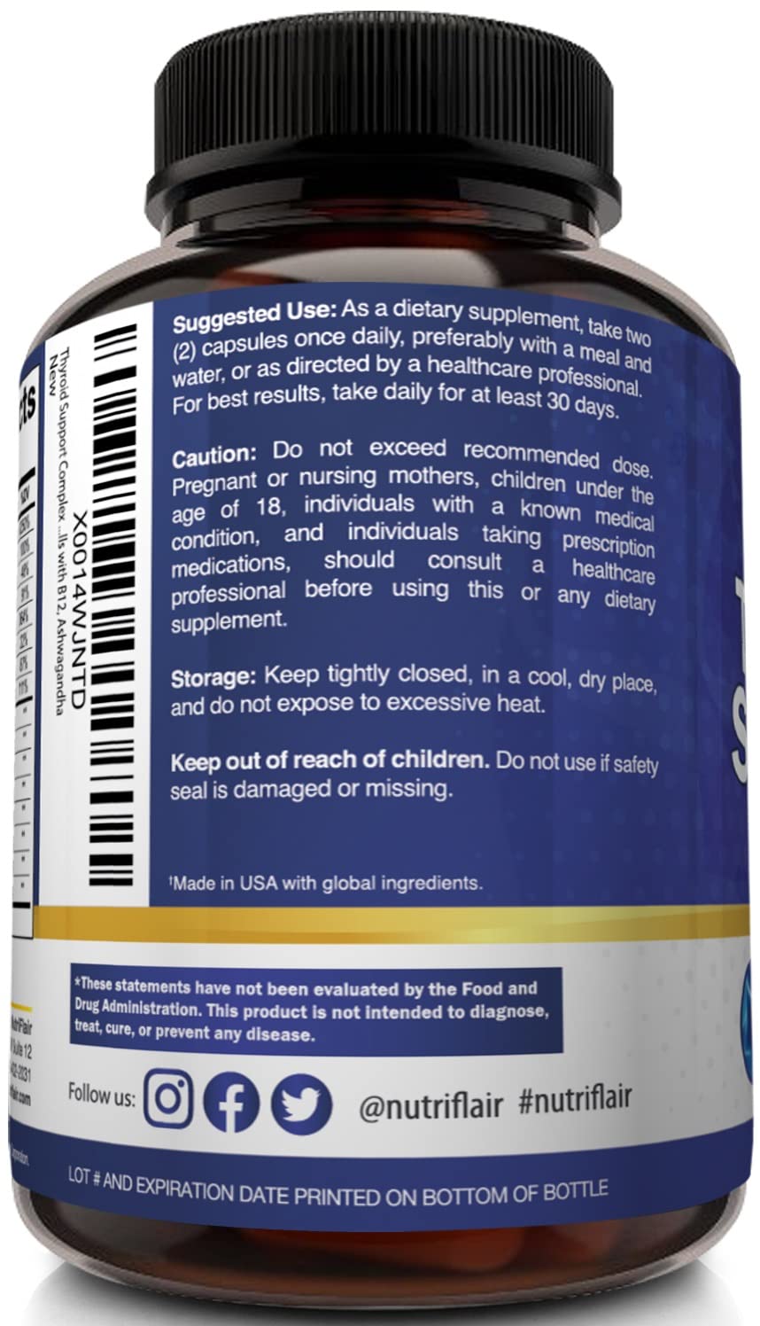 Thyroid Support Complex with Iodine, B12 & Ashwagandha, 120 Caps T352