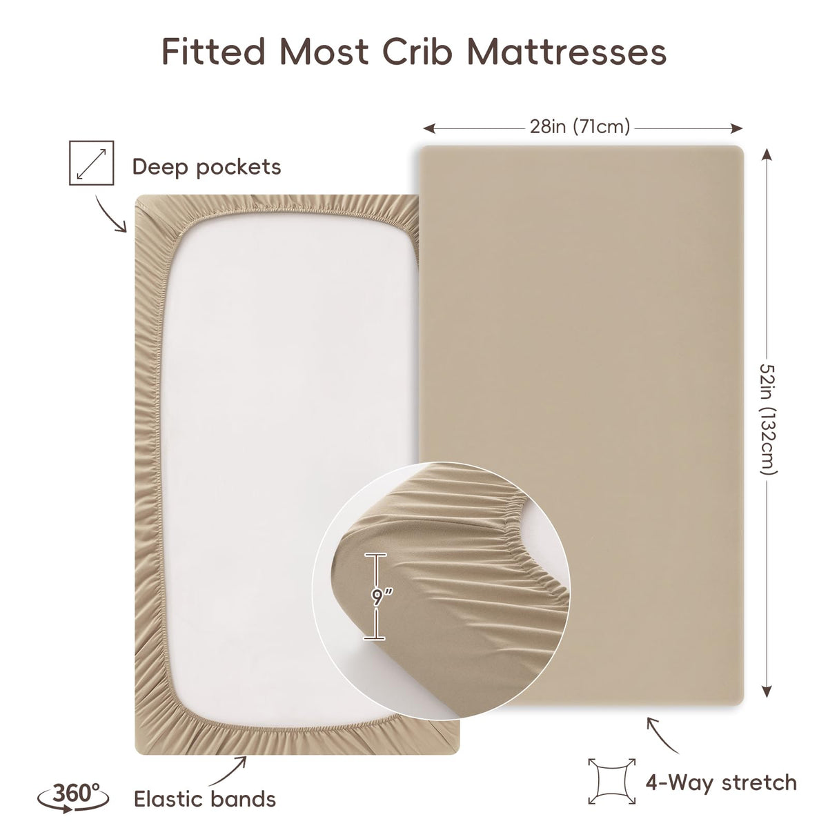 3 Pack Ultra Soft Breathable Fitted Crib Sheets 28x52 Inch U13592