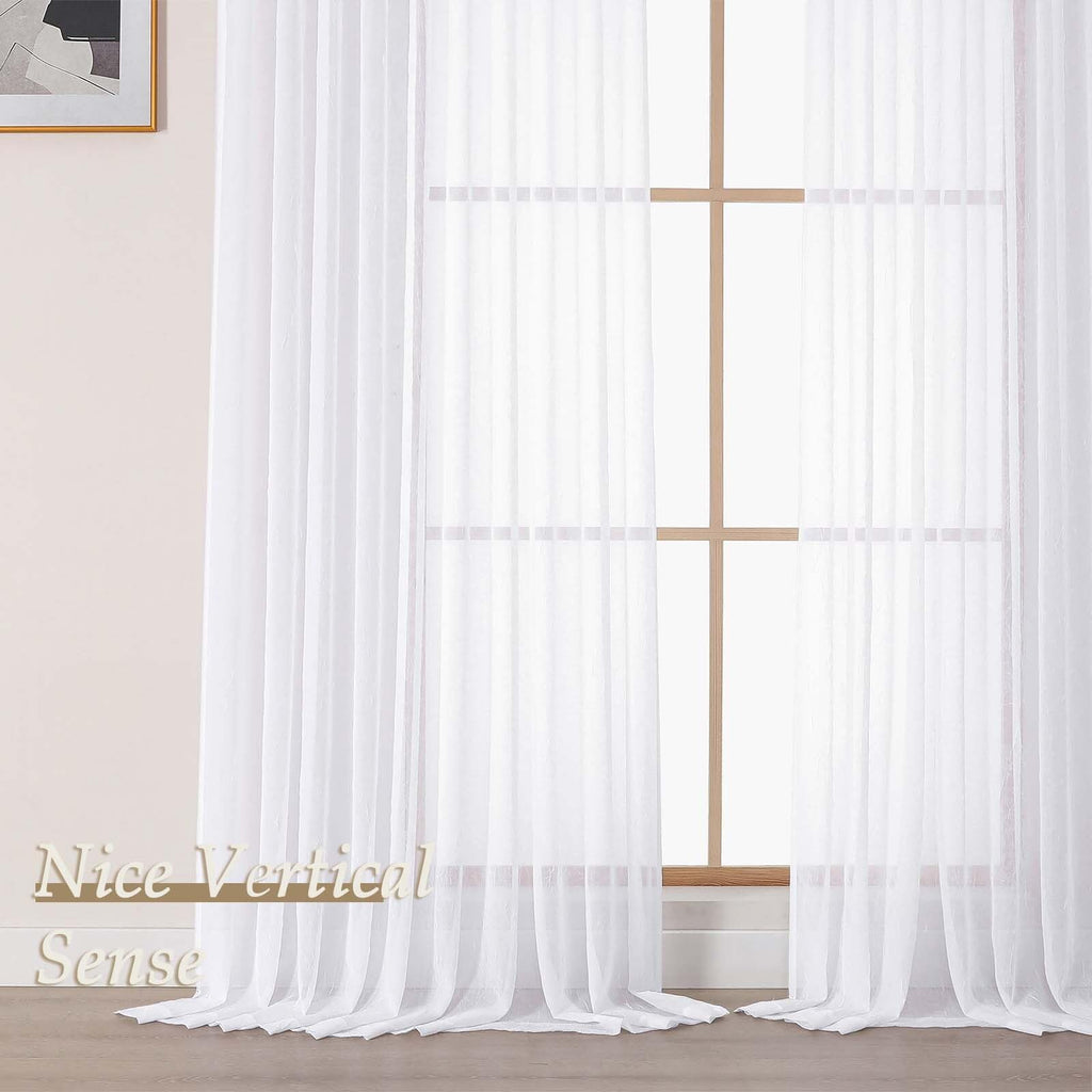 White Sheer Pinch Pleated Curtains 96 Inches 2 Panels X505