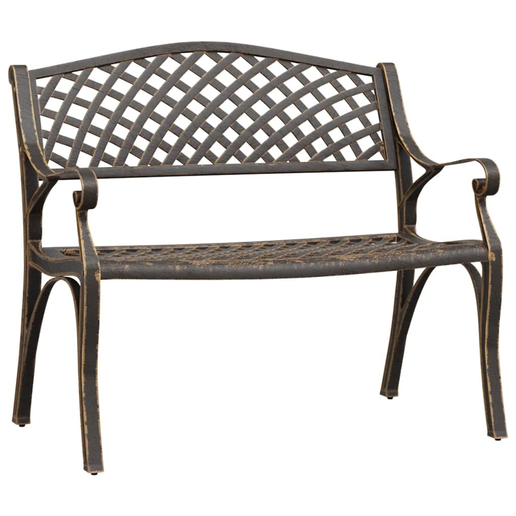 Bronze Cast Iron Garden Bench with Floral Design 40.2 Inch N75730