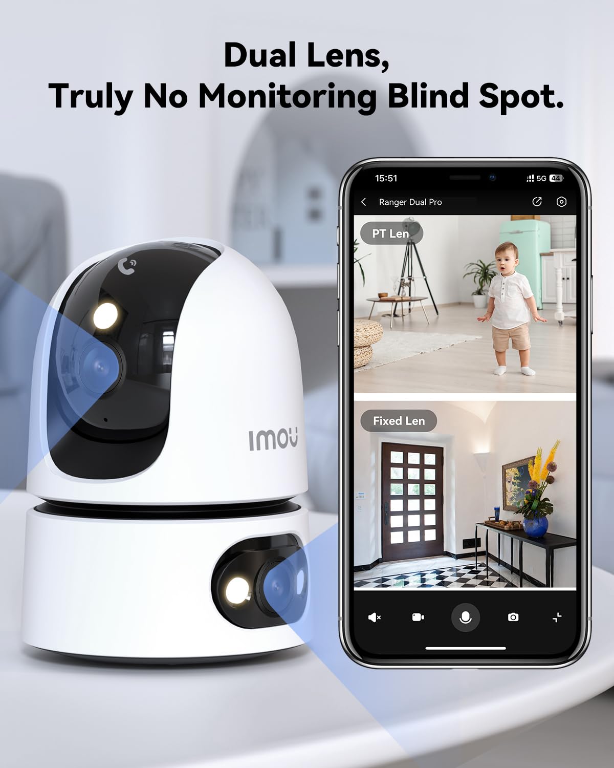 6MP Indoor Security Camera Dual-Lens 360° Pan-Tilt Color Night Vision Y75739