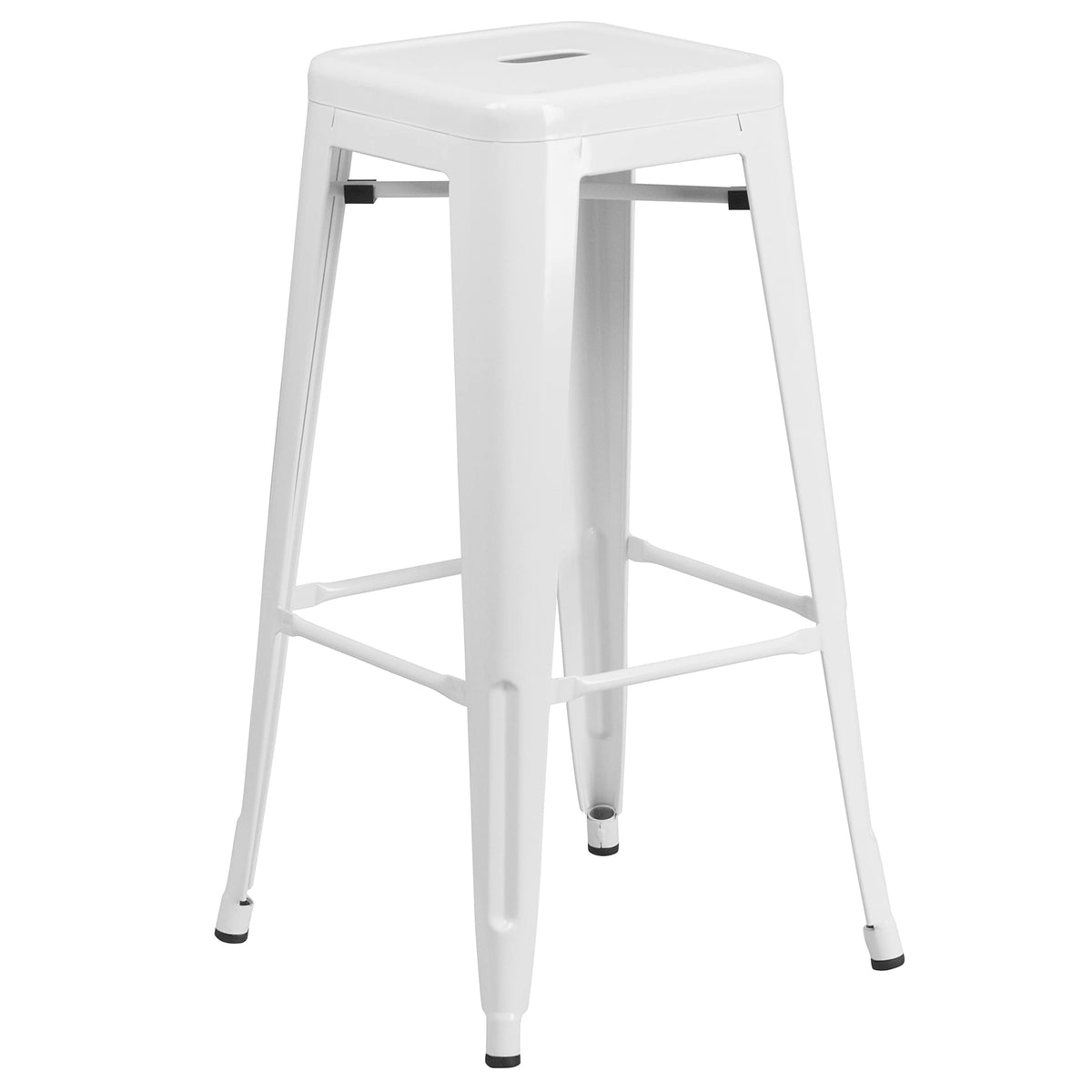White Metal Indoor-Outdoor Barstool with Square Seat X75687