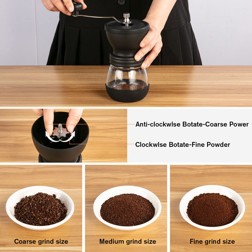 Manual Coffee Grinder 48 Adjustable Settings 80g Conical Burr 2 Jars A69715