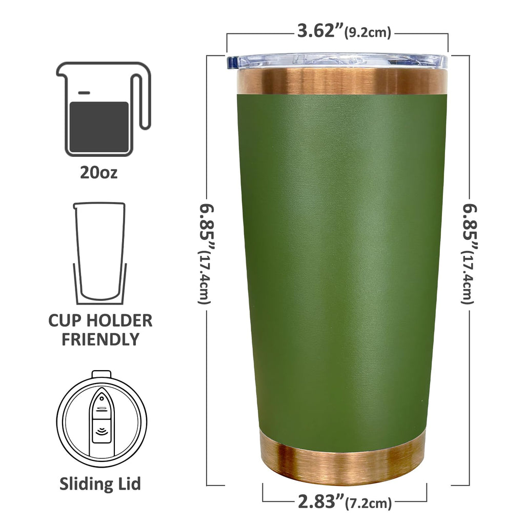 20 oz Stainless Steel Tumblers with Lids and Straws Army Green D347976