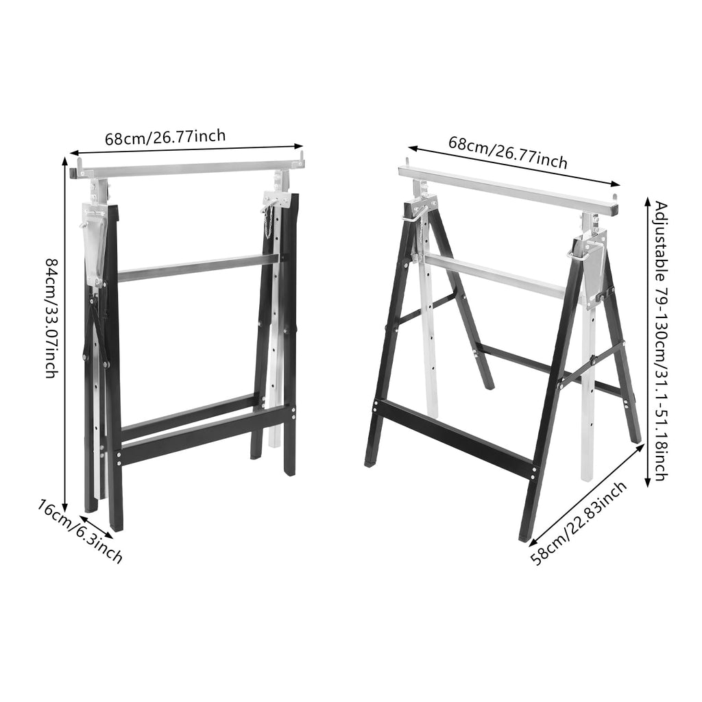 2-Pack Metal Saw Horses, 220 lbs Capacity, Adjustable Height G17896