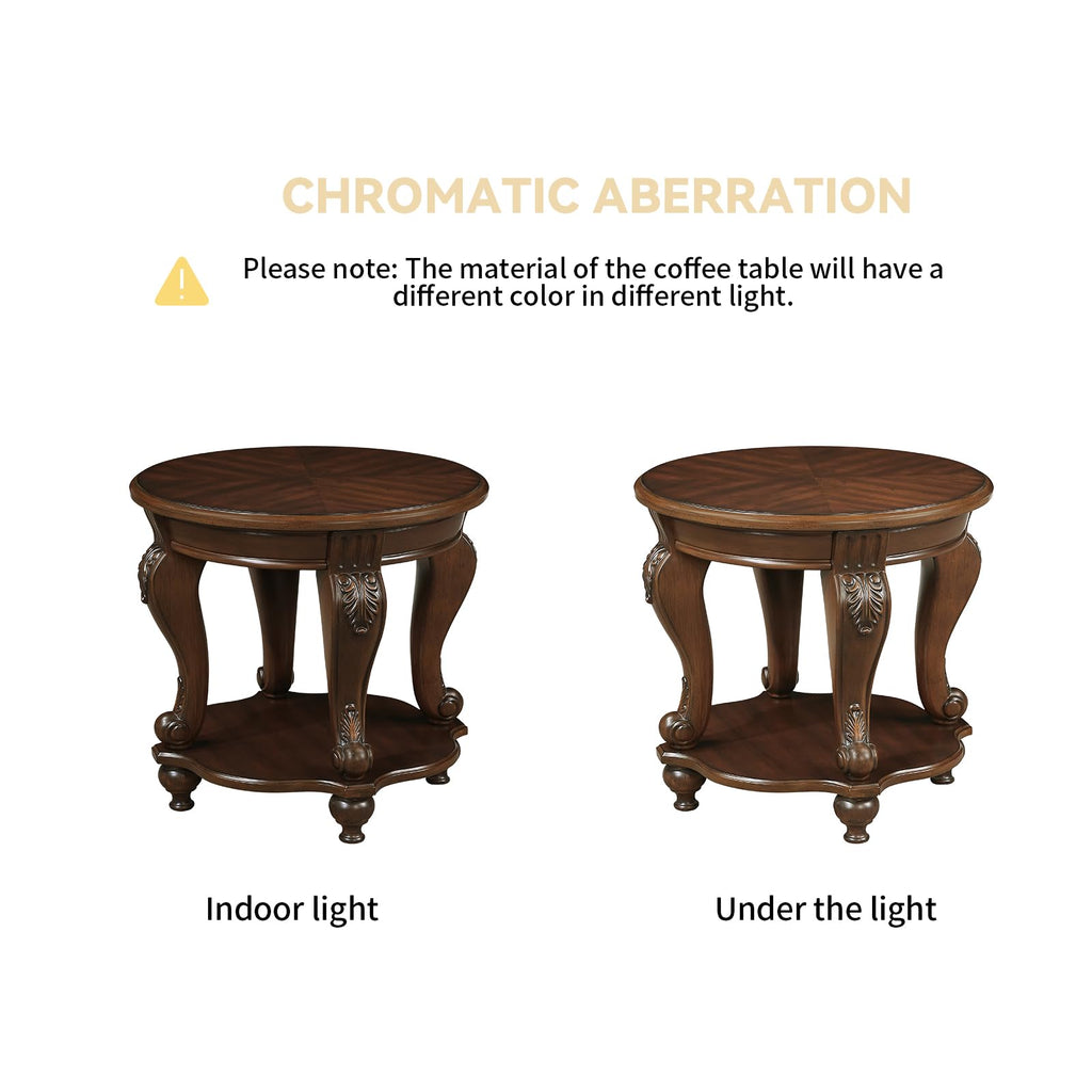 2 Tier Round Wood End Table L2024