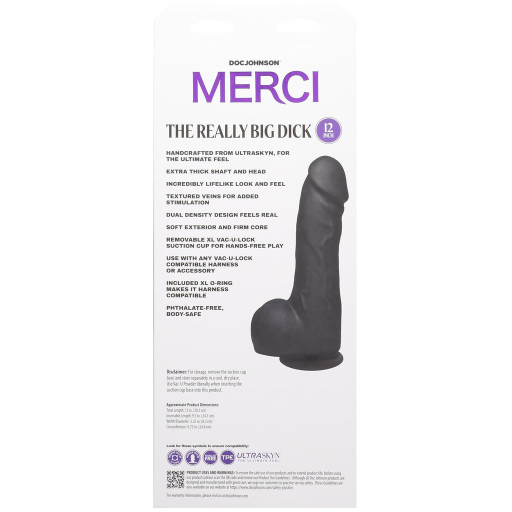 Black 12" Dildo with Removable Suction Cup P72592