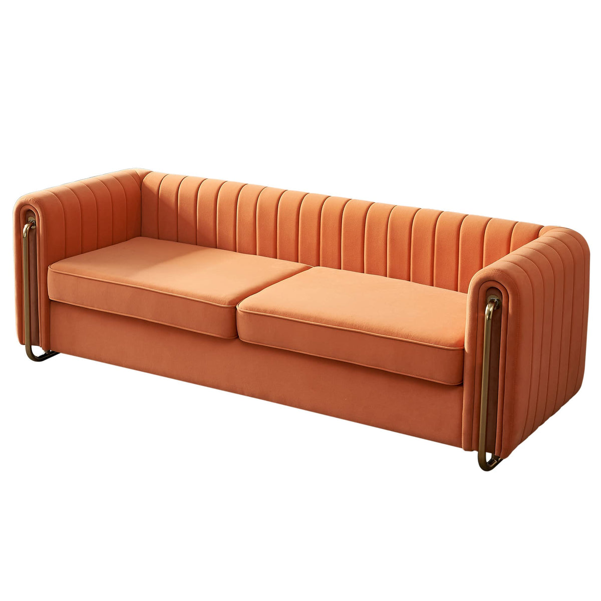 Orange Velvet 84.25-Inch 3-Seater Sofa T11106