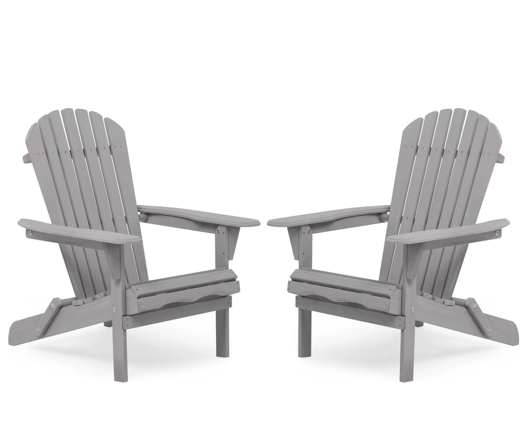 Wooden Folding Adirondack Chair Set of 2 Solid Cedar L7201