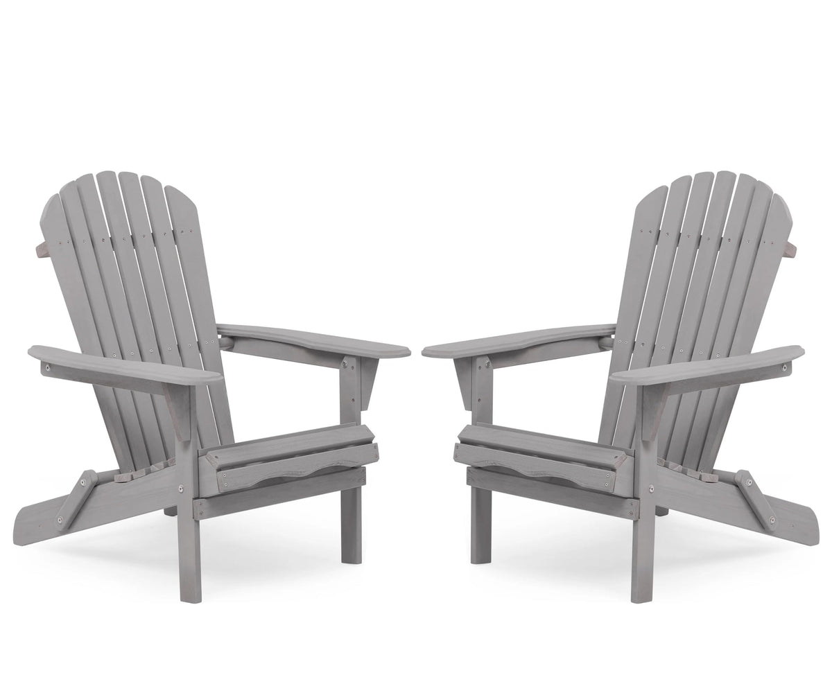 Wooden Folding Adirondack Chair Set of 2 Solid Cedar L7201