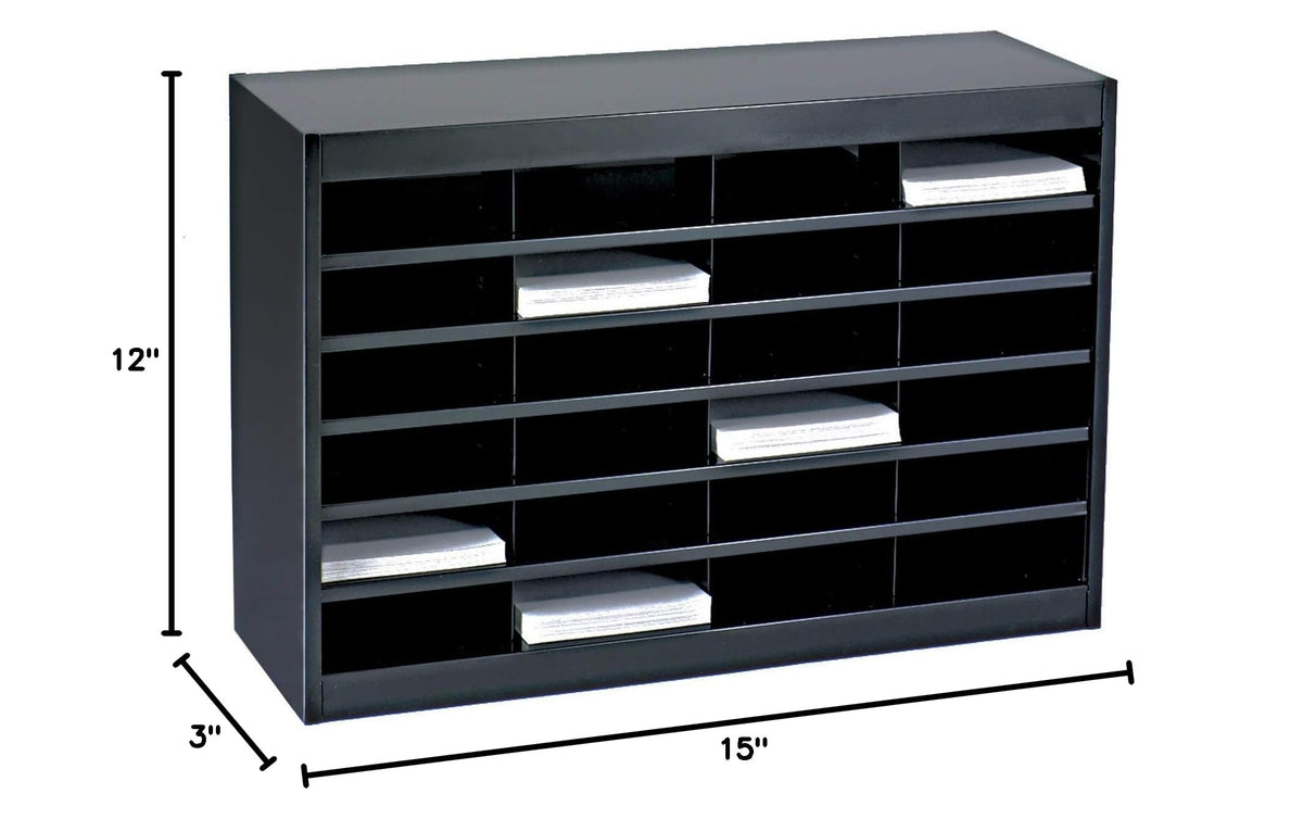Black 24 Compartment Steel Mail Sorter R9850
