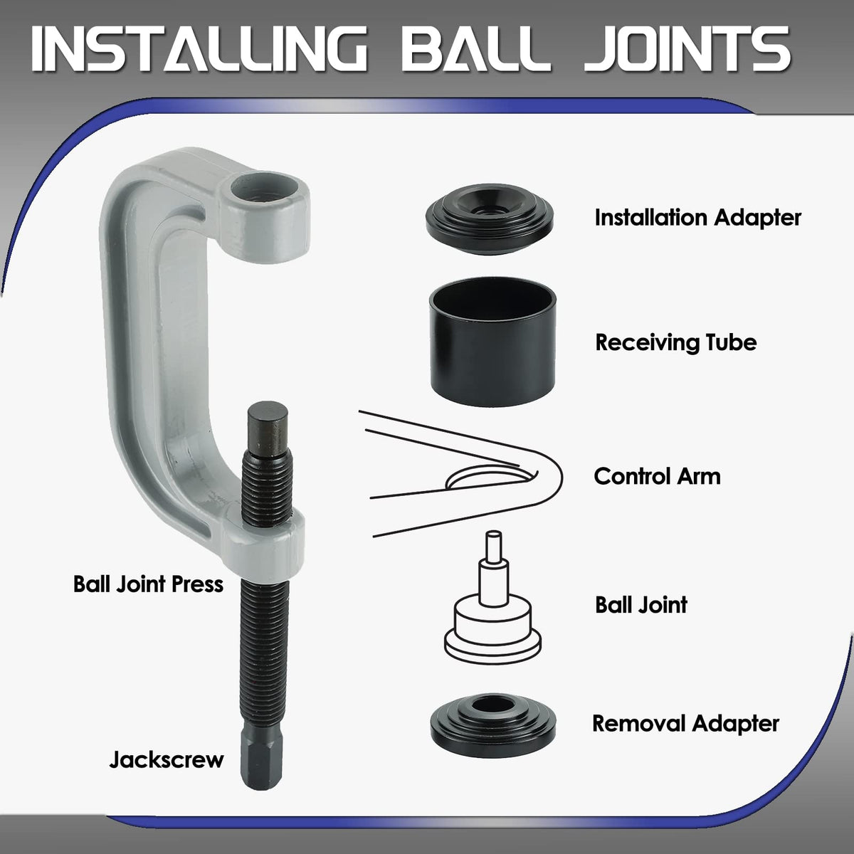 10 Pc Ball Joint Press Kit U Joint Removal Tool with Adapters U723162