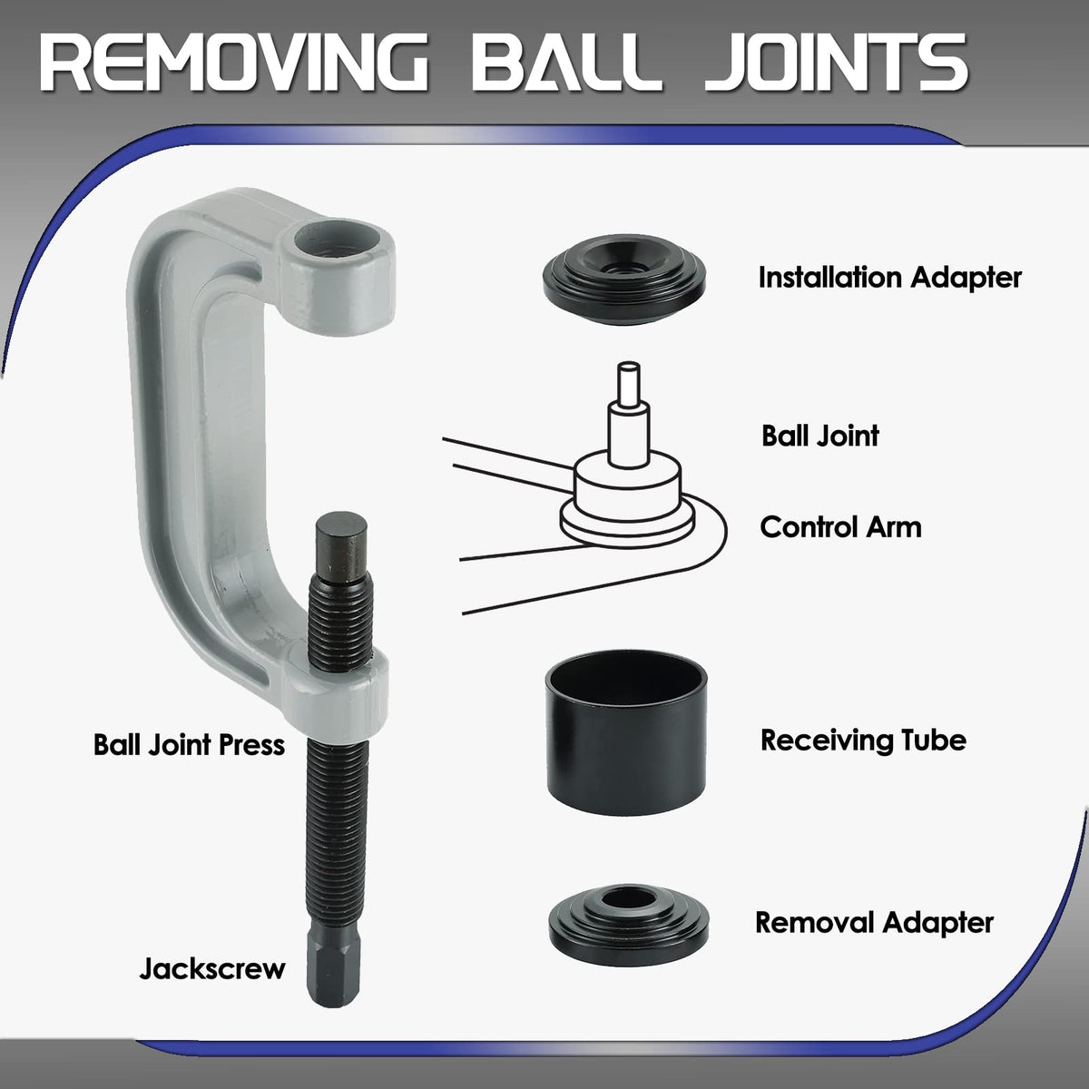 10 Pc Ball Joint Press Kit U Joint Removal Tool with Adapters U723162