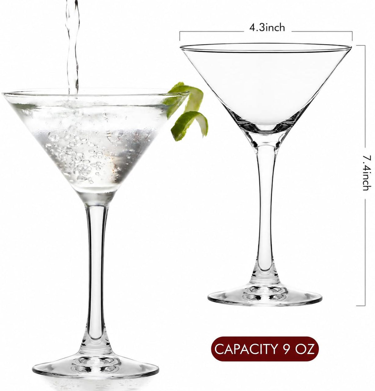 Hand Blown Crystal Martini Glasses Set of 4 Z4597