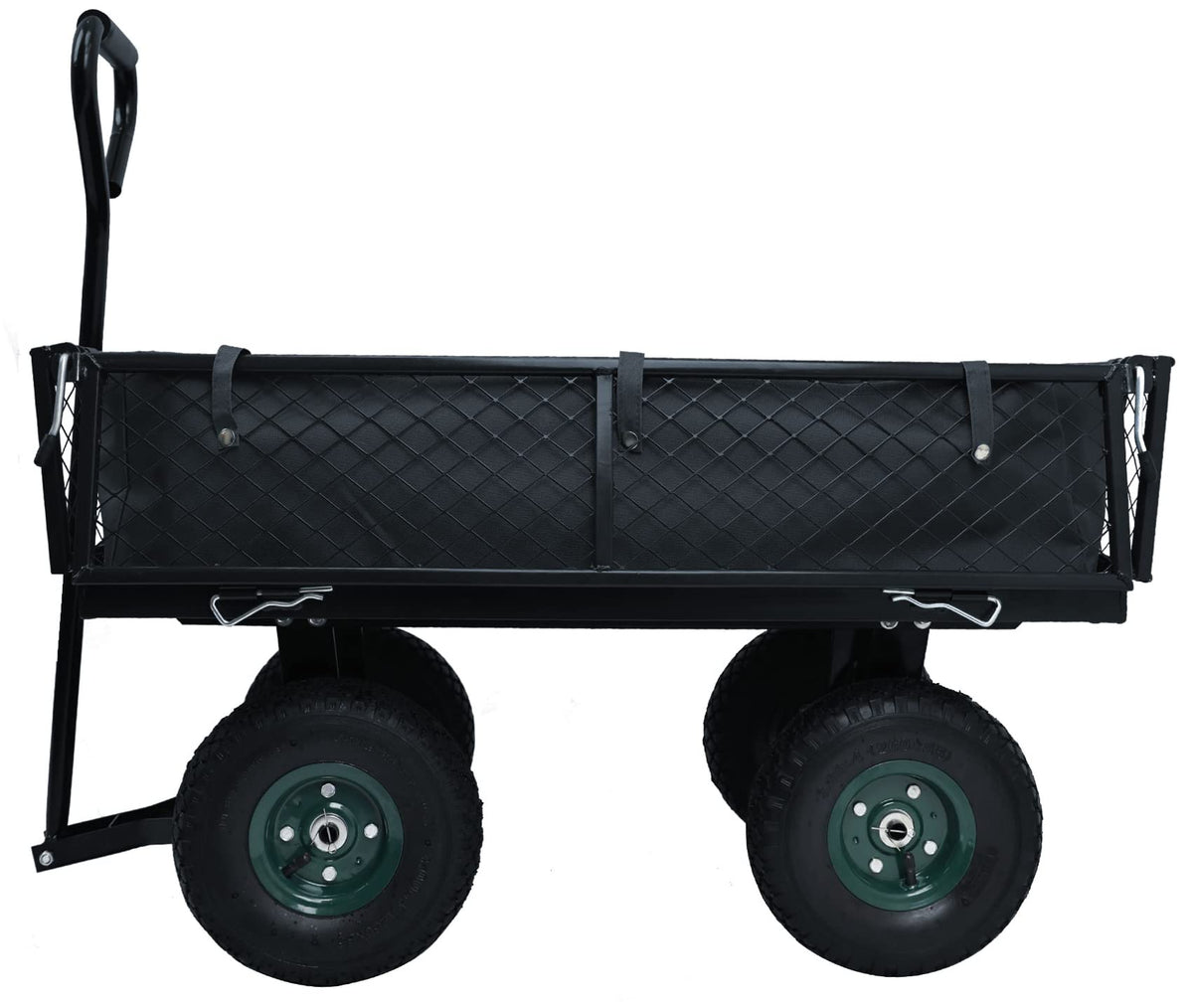 Heavy Duty Garden Cart, 400 Lb Capacity, Mesh Steel Folding Utility Wagon, Black E8004