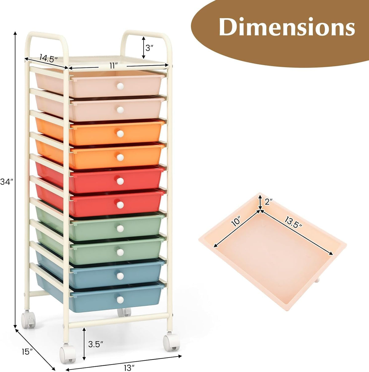 10 Drawer Rolling Storage Cart N645143