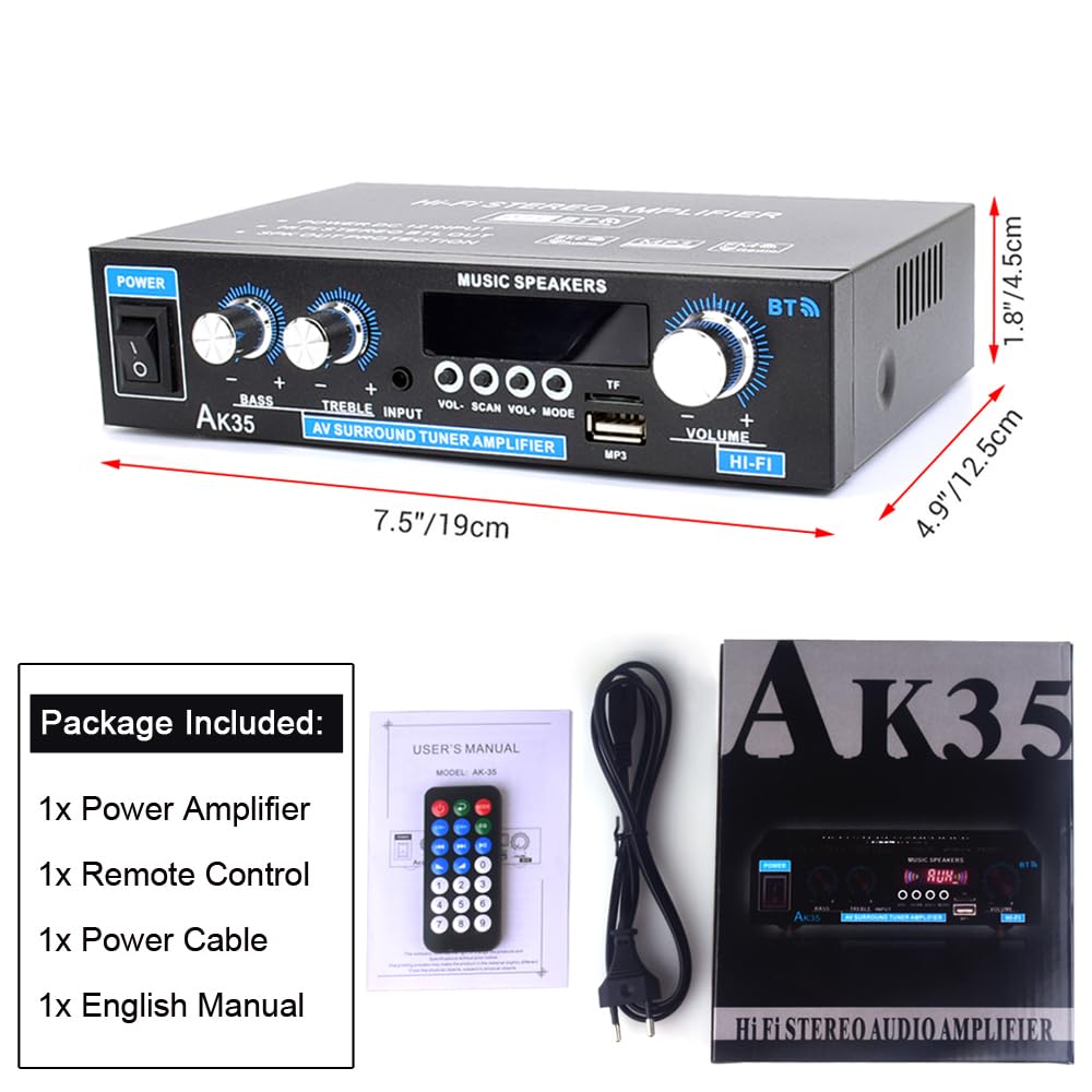 Bluetooth 5.0 200W 2.0 Channel Mini Stereo Amplifier I702