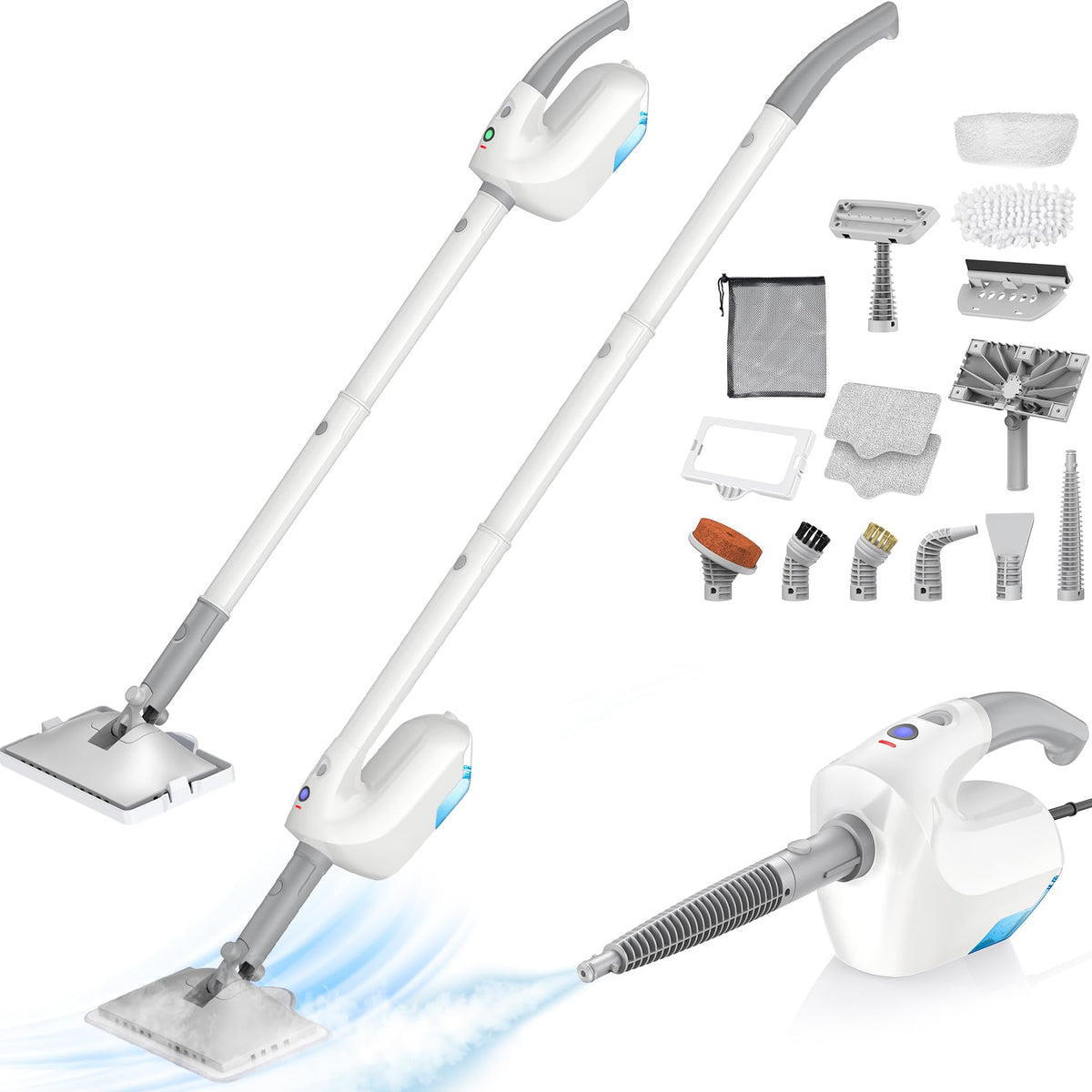 10-in-1 Steam Mop with Detachable Handheld Steamer B936769