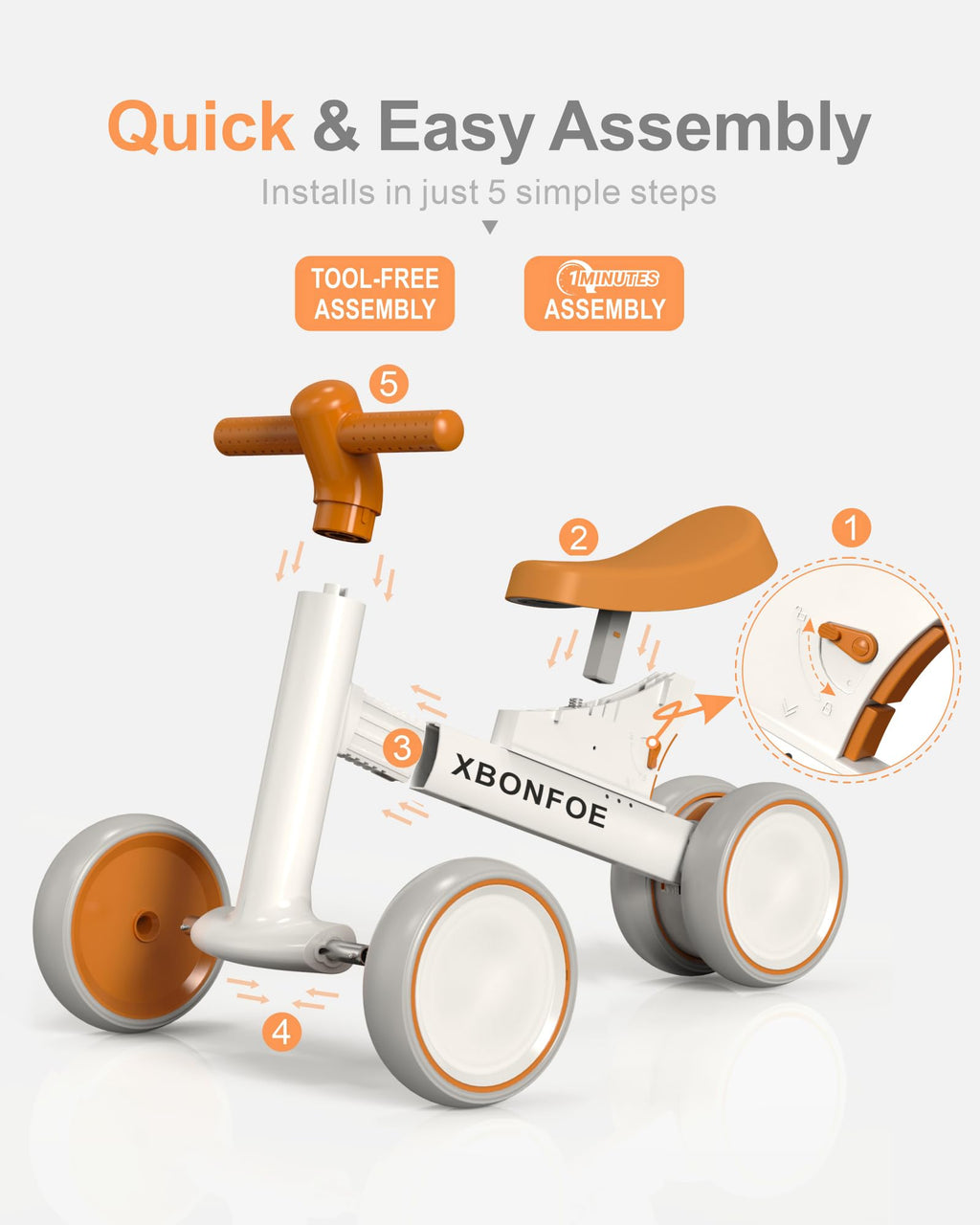 10-24 Month No Pedal Balance Bike with 4 Wheels Z667