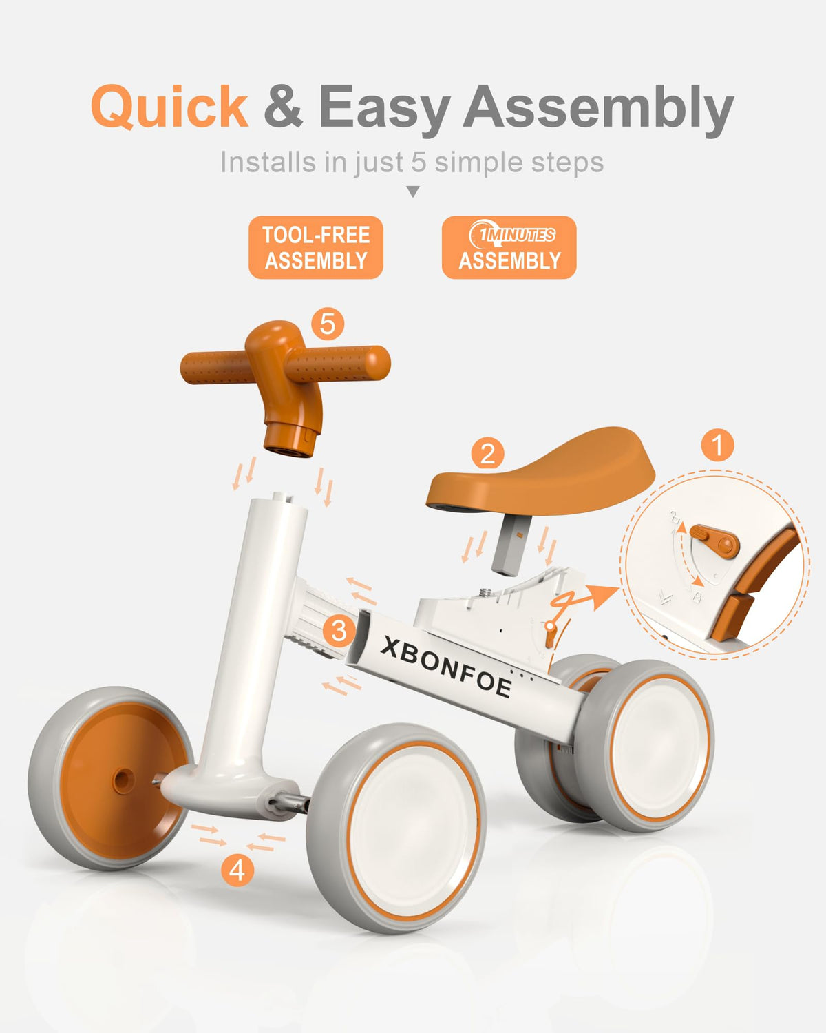 10-24 Month No Pedal Balance Bike with 4 Wheels Z667