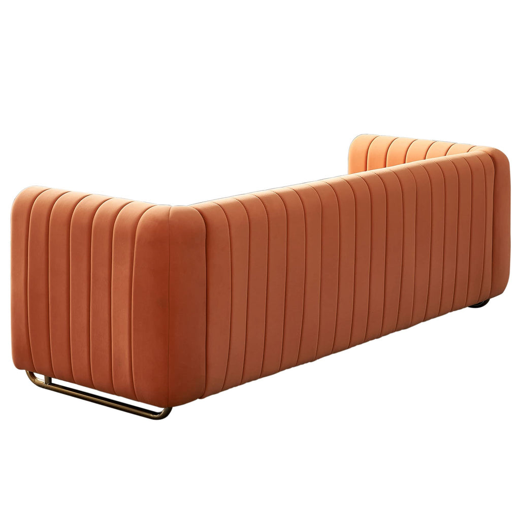 Orange Velvet 84.25-Inch 3-Seater Sofa T11106