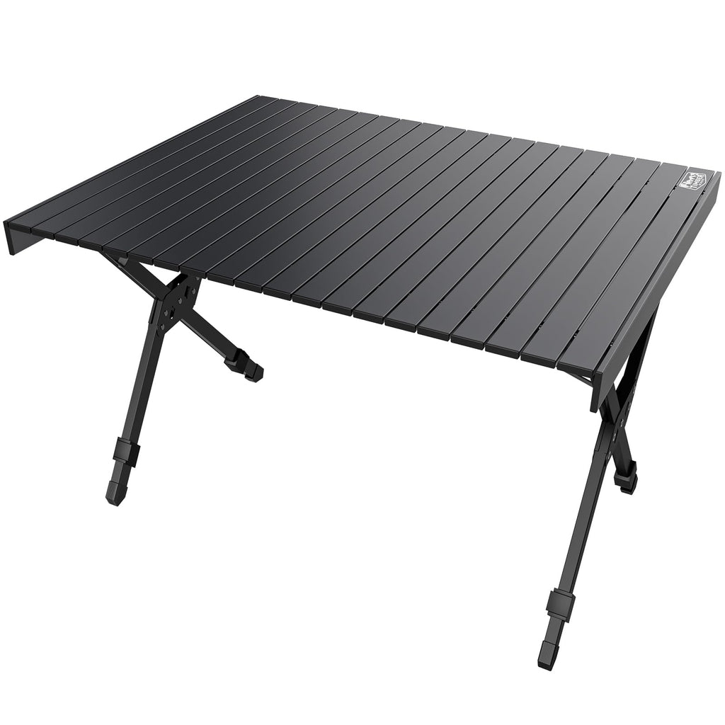 Folding Camping Table Adjustable Height Lightweight Aluminum Black Q413