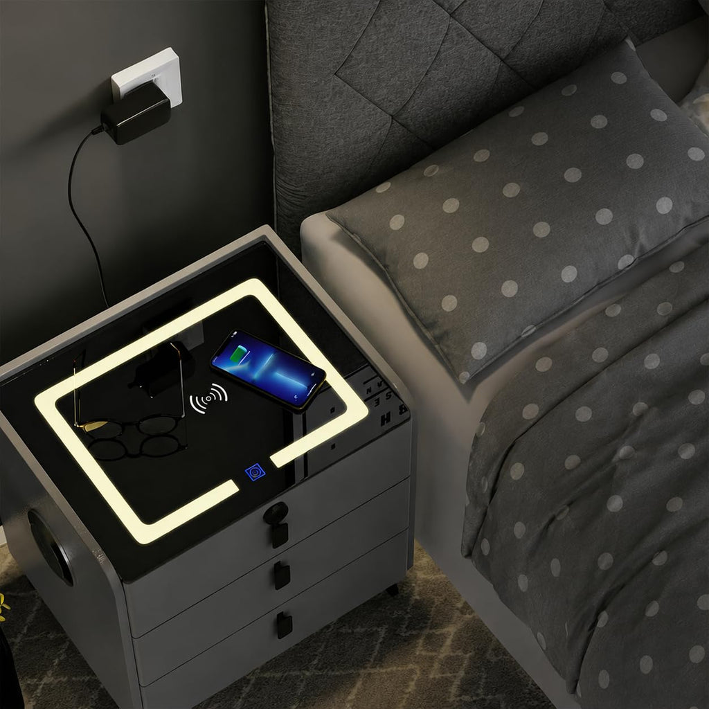 Wireless Charging Fingerprint Lock Nightstand C415