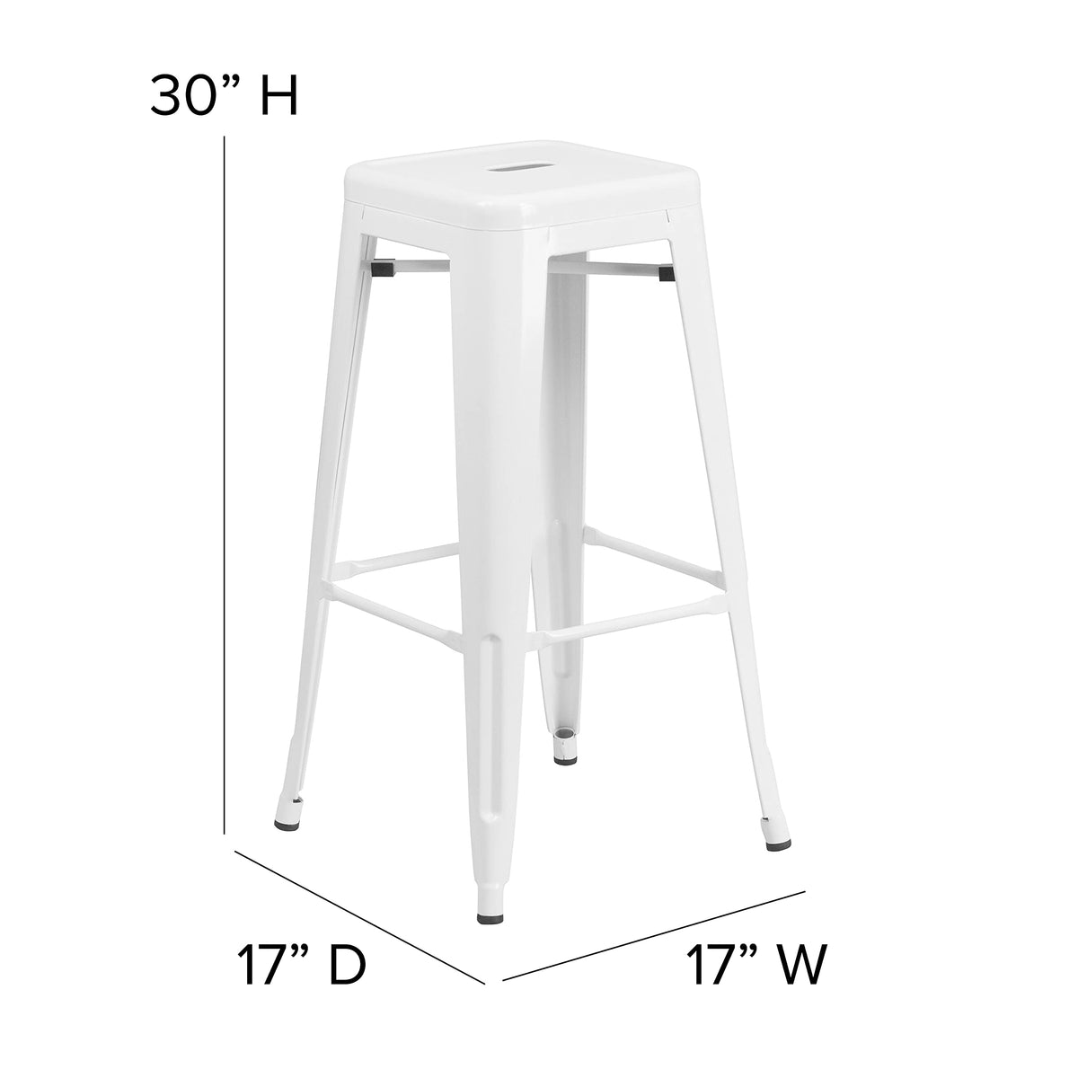 White Metal Indoor-Outdoor Barstool with Square Seat X75687