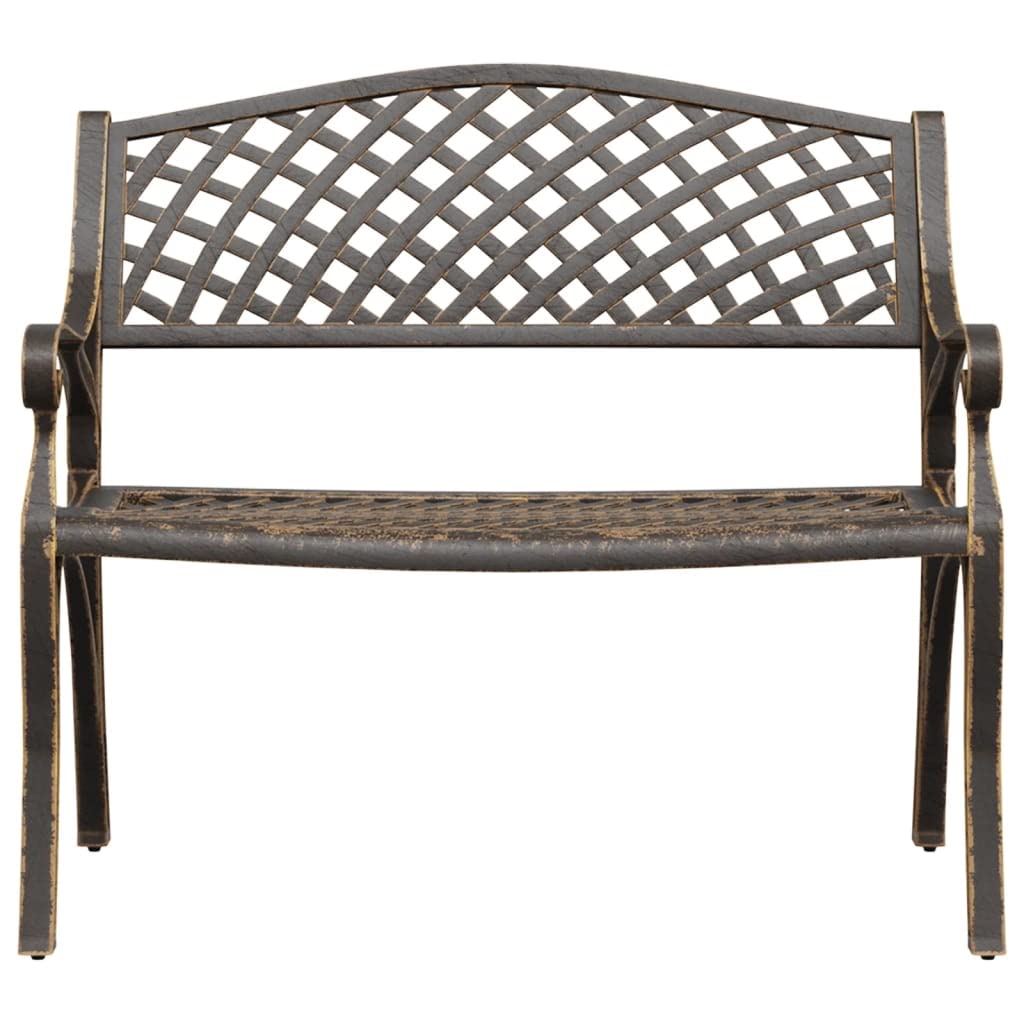 Bronze Cast Iron Garden Bench with Floral Design 40.2 Inch N75730