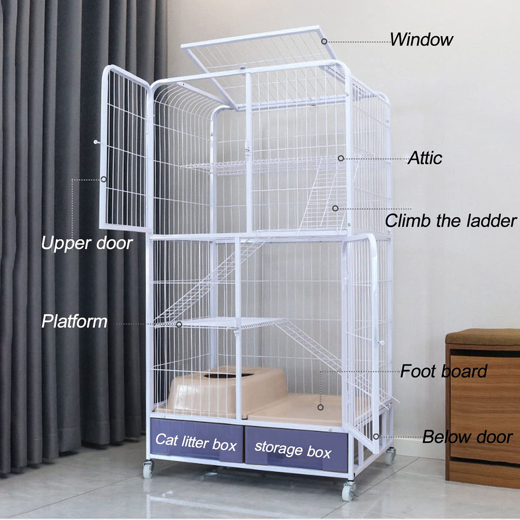 Heavy Duty Metal Cat Cage Dog Crate with Four Wheels E633