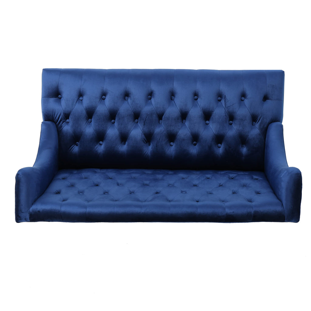 Navy Blue Tufted Velvet Wingback Loveseat W178