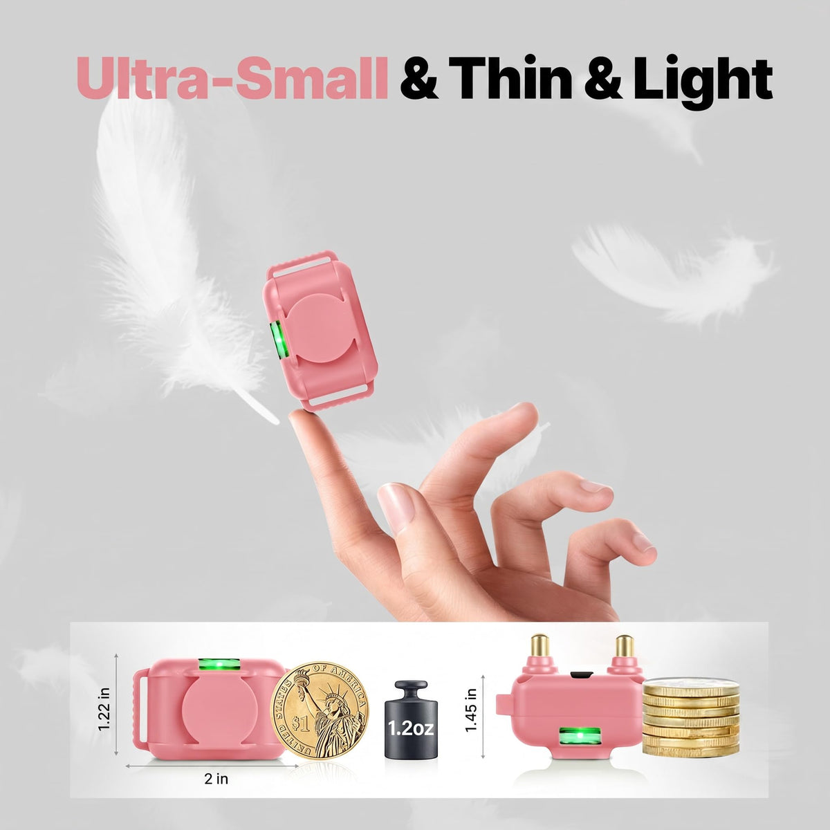 Small Dog Training Collar with Remote, Waterproof Rechargeable, Pink H494