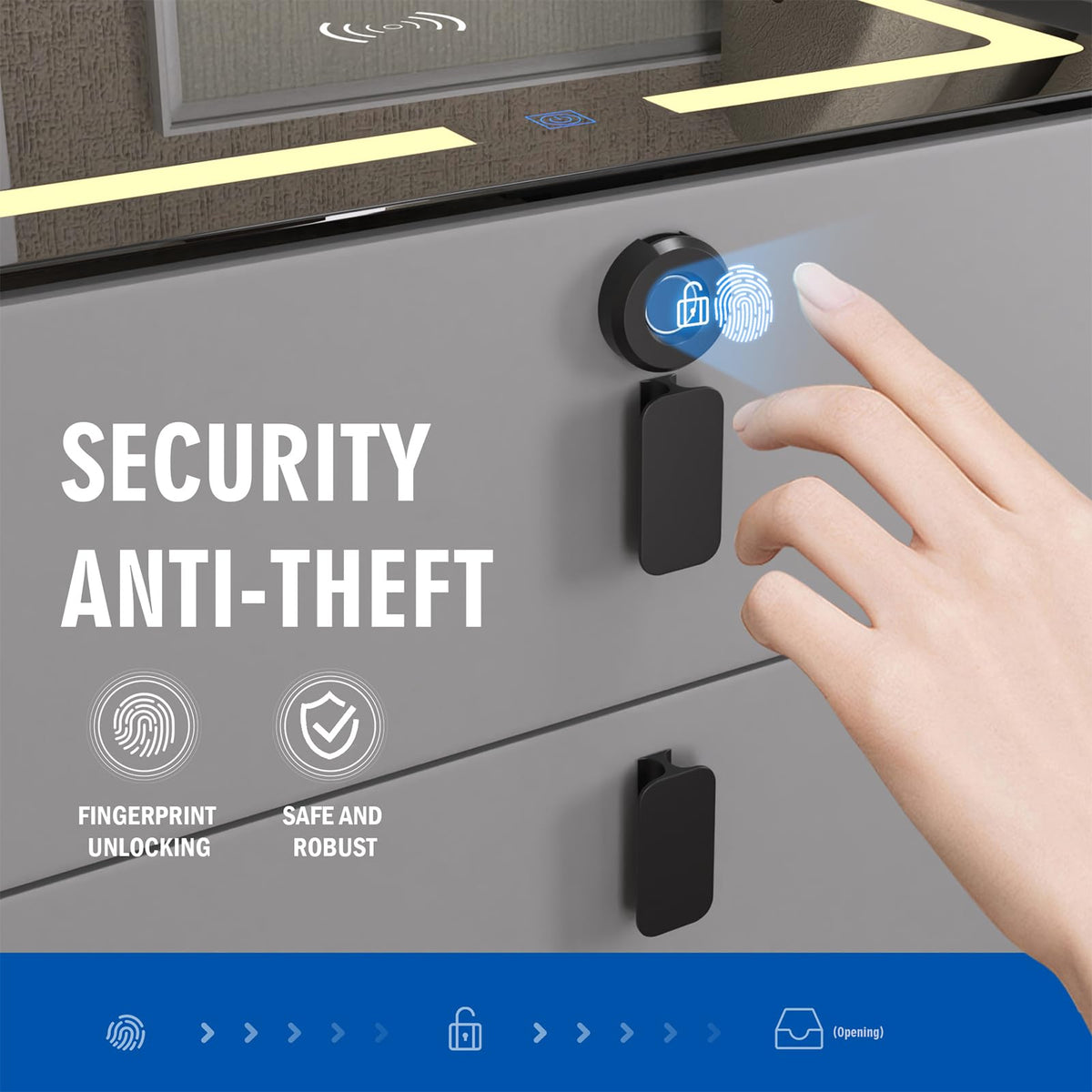 Wireless Charging Fingerprint Lock Nightstand C415