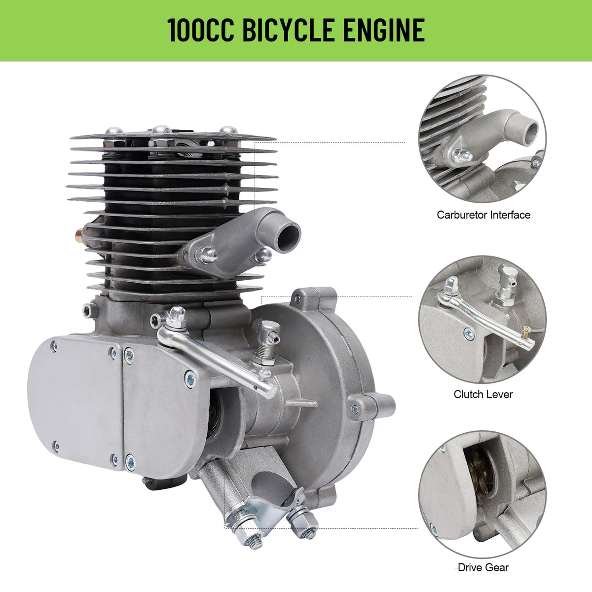 2 Stroke 100cc Bicycle Engine Kit with 44 Tooth Sprocket Y4603