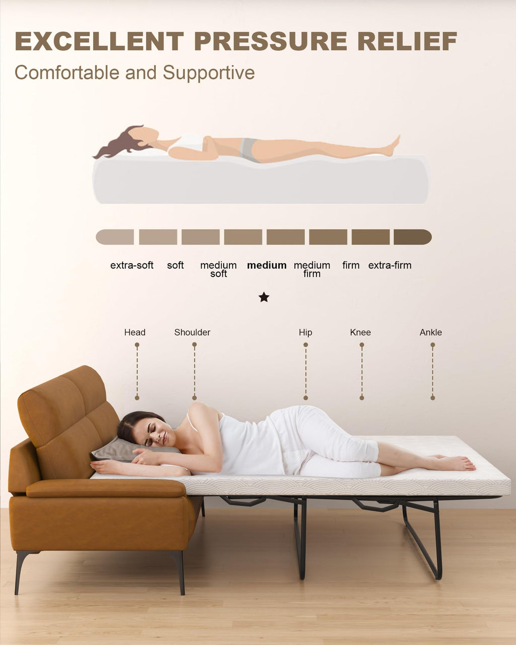 Queen Sofa Bed Mattress Replacement Beige 72"x60" D233