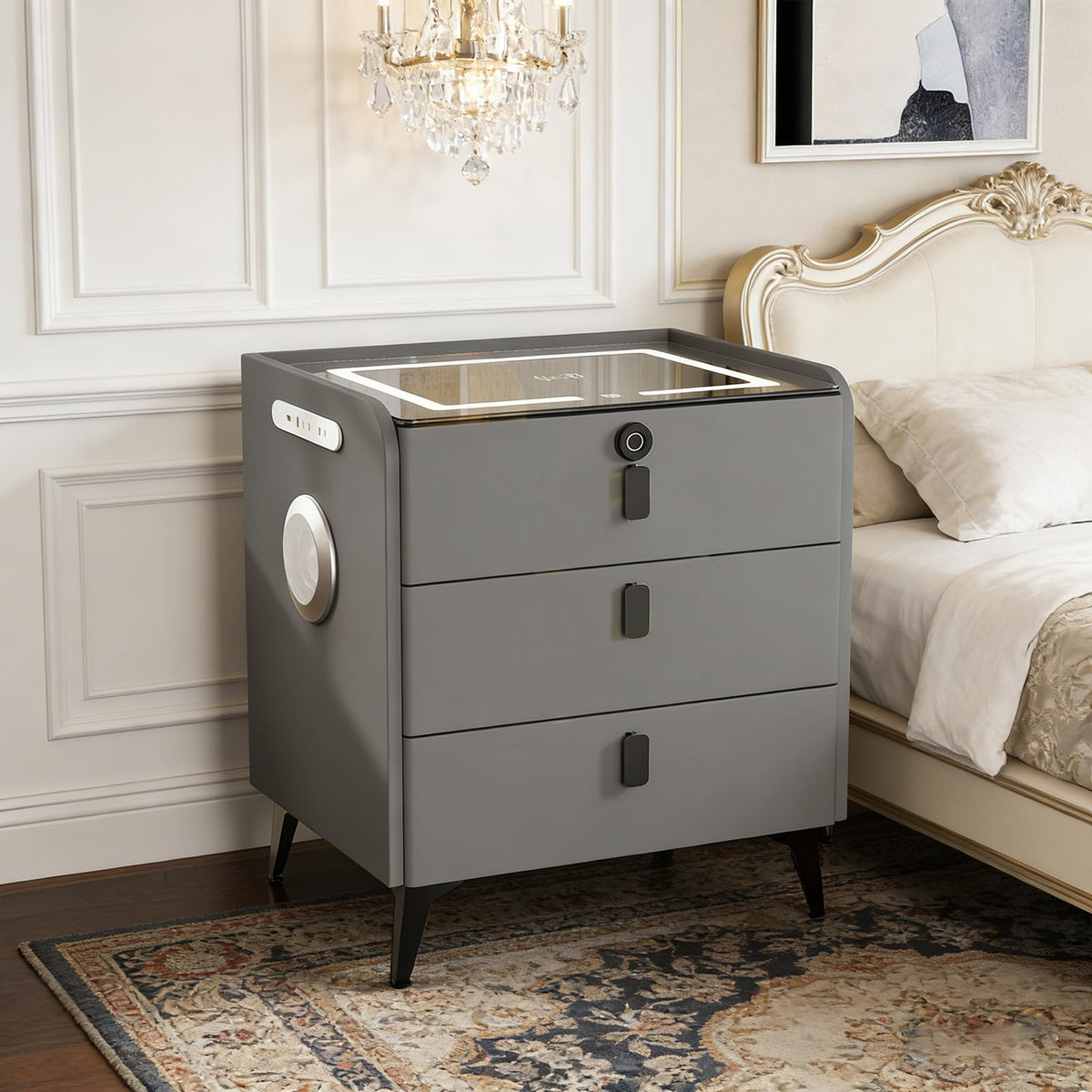 Wireless Charging Fingerprint Lock Nightstand C415