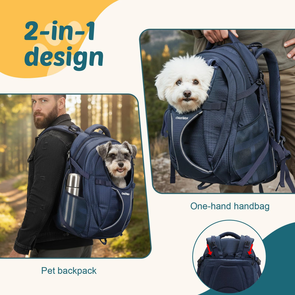 Dog Backpack Carrier, 2-in-1 Foldable 18 lbs Nylon Pet Travel Bag K574112