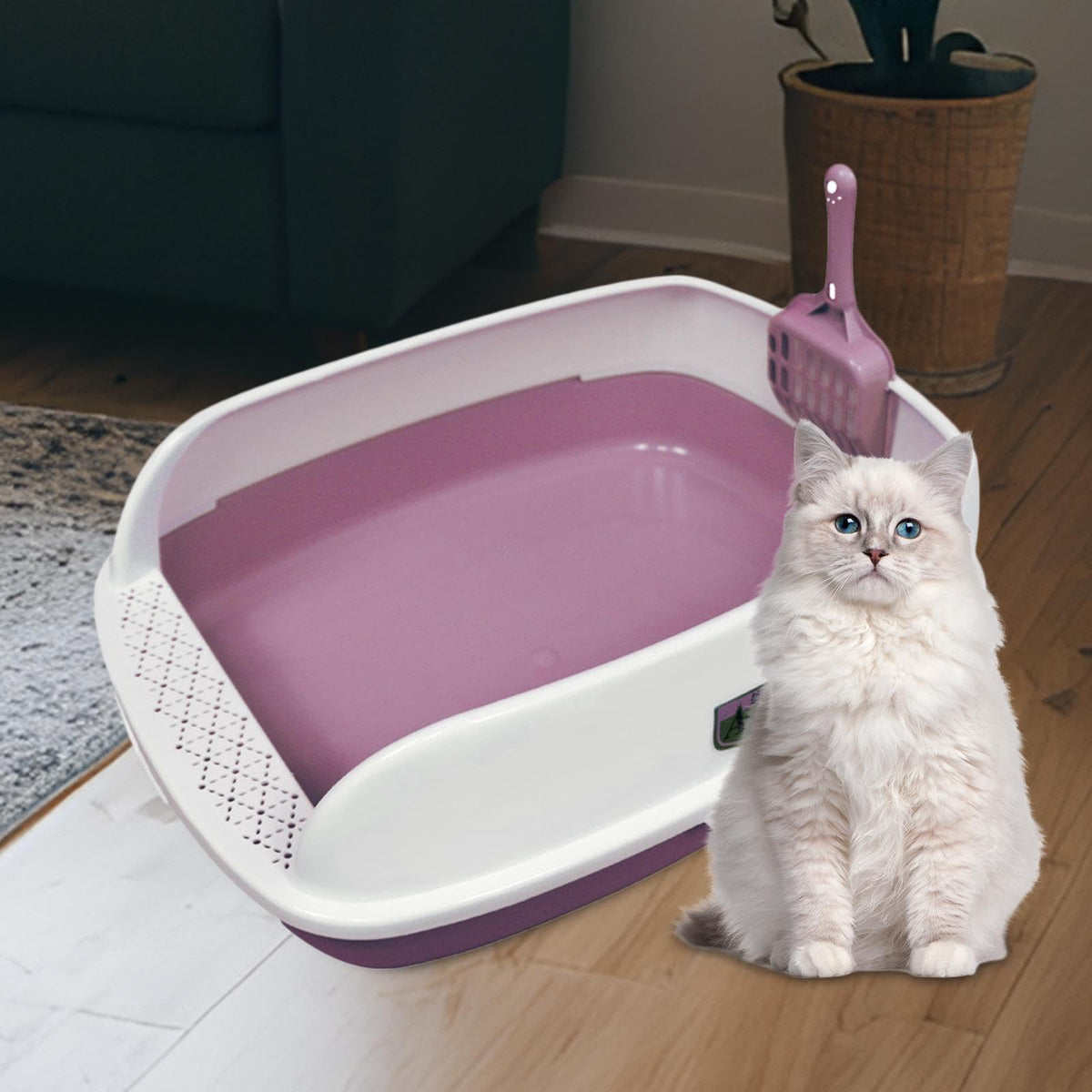 Pink High Sided Cat Litter Box I605912