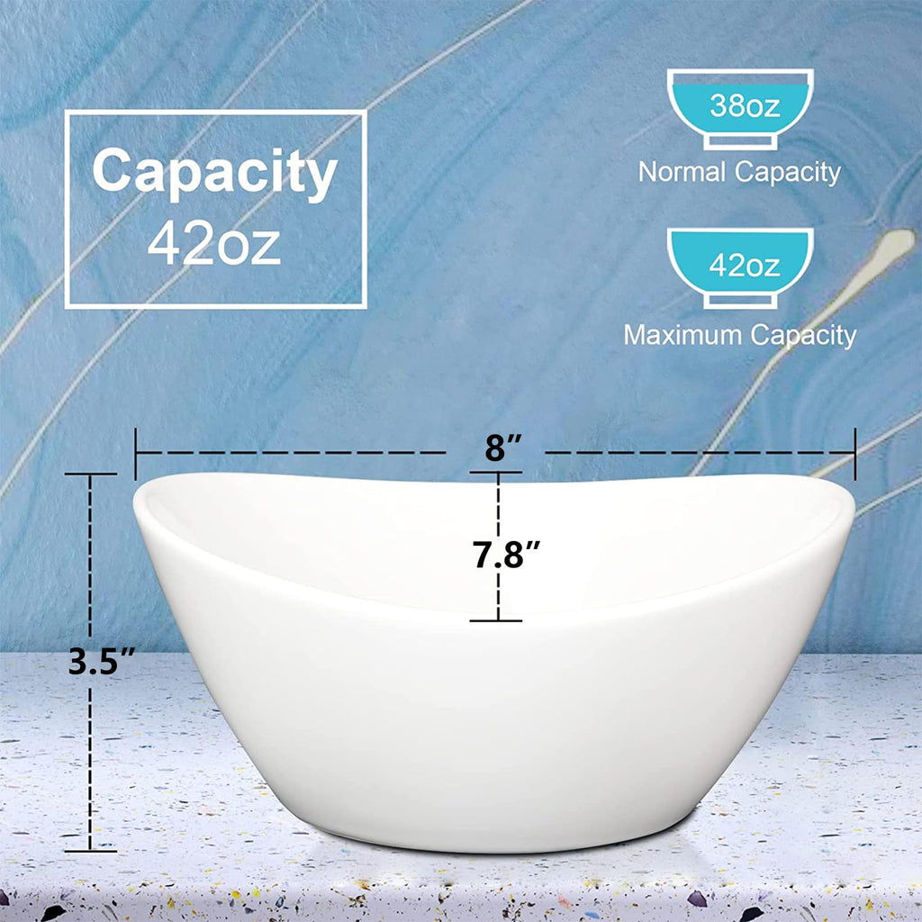 8 in White Ceramic Soup and Salad Bowls Set of 4 N5741