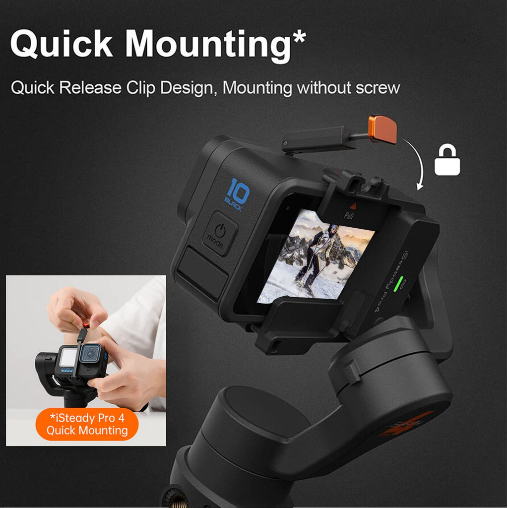 Action Camera Gimbal Stabilizer 3-Axis Bluetooth Cable Control IPX4 I7451