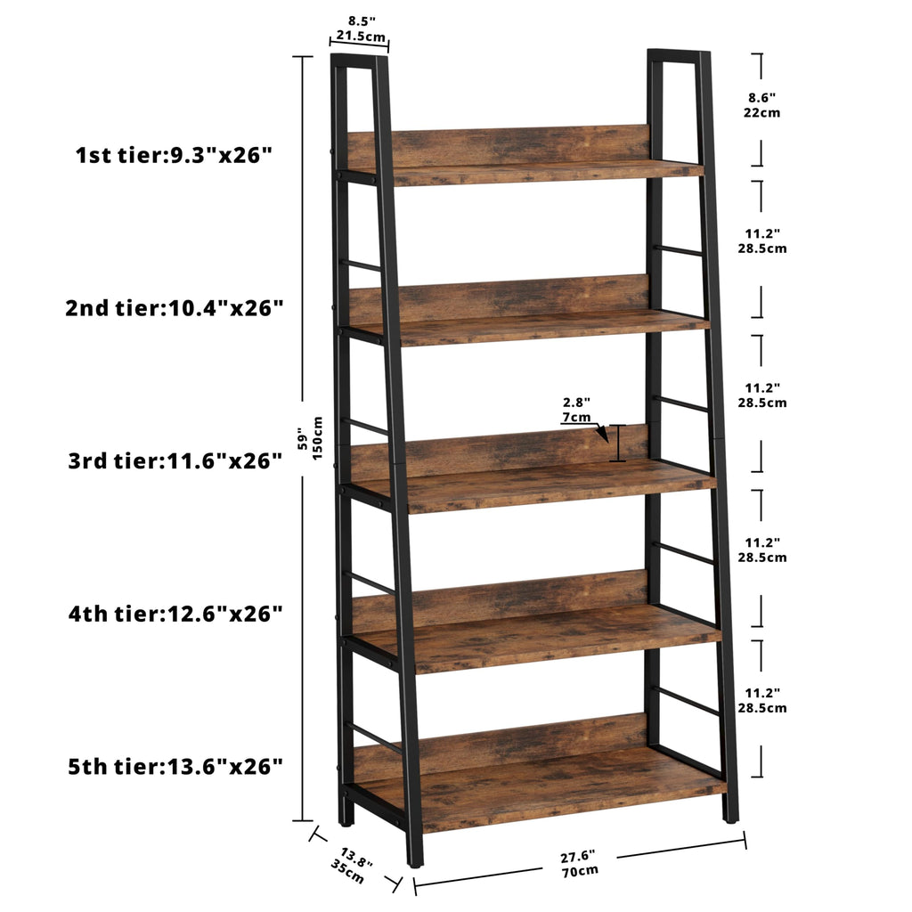 5 Tier Metal Frame Ladder Bookcase Z179