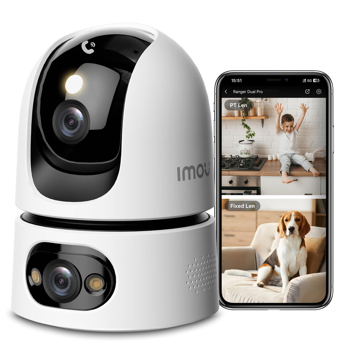 6MP Indoor Security Camera Dual-Lens 360° Pan-Tilt Color Night Vision Y75739