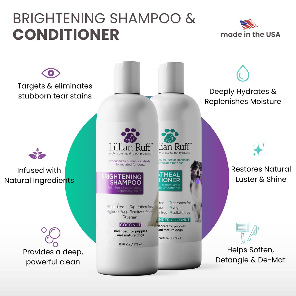 Brightening Shampoo & Oatmeal Conditioner Set for Dogs R598565