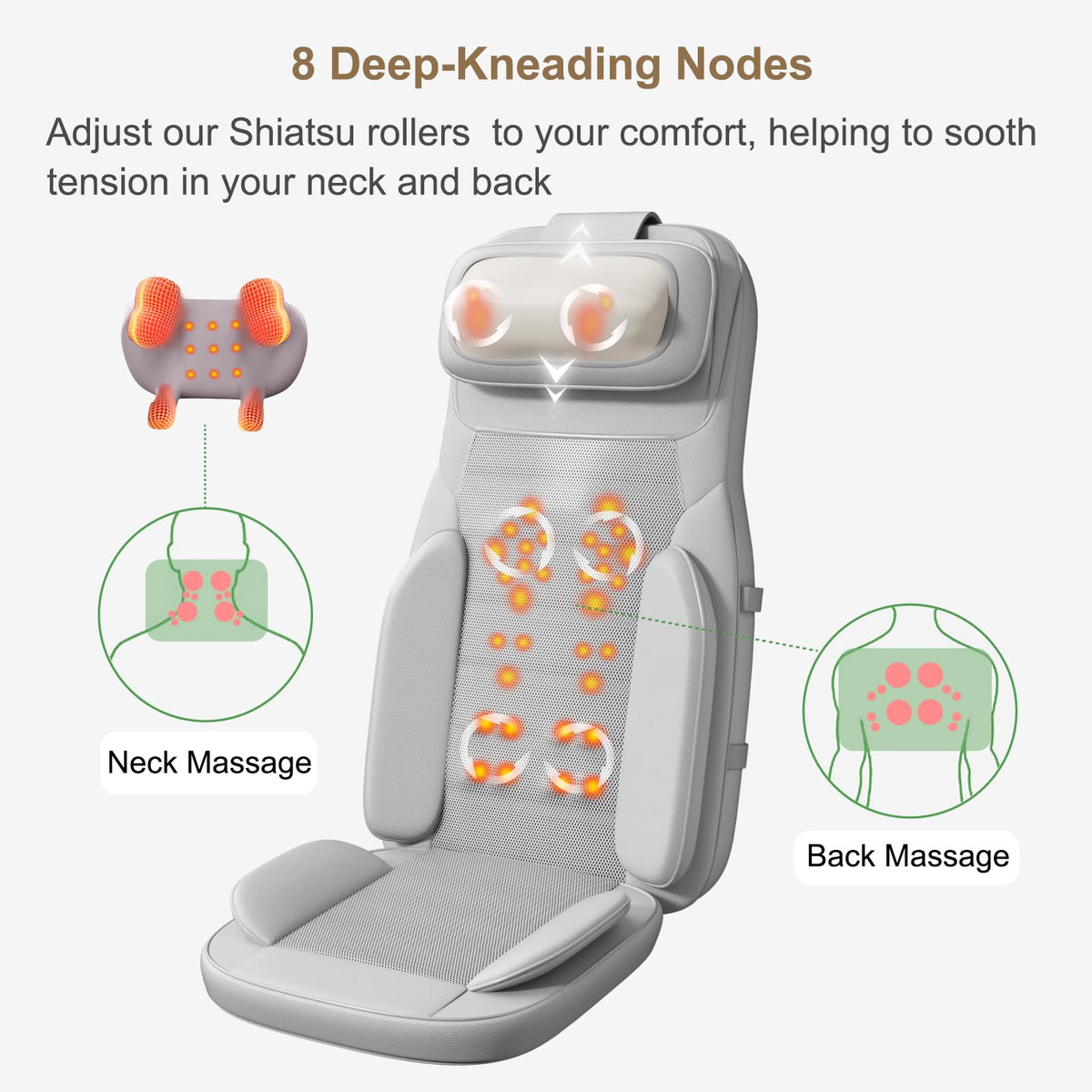 Shiatsu Neck and Back Massage Cushion with Heat Y839043